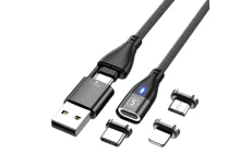 Produktbild för SiGN Magnetkabel 3-i-1 - USB-C / Lightning / Micro-USB - 2.4A - 60W - 1m - Svart