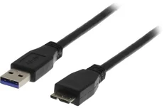 Produktbild för Deltaco USB 3.0 kabel - Typ A hane - Typ Micro B hane - 1m - Svart