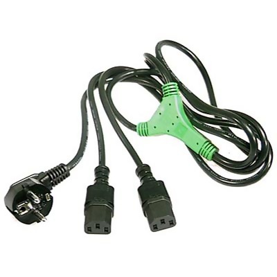 Produktbild för Deltaco Y-Kabel för vägguttag, skärm och  PC 2m