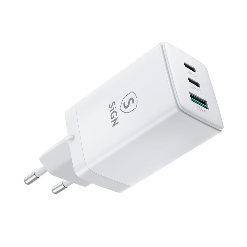 Produktbild för SiGN GaN Ultra 65W 2xUSB-C & 1xUSB-A Fast Charger - White