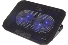 Produktbild för Deltaco Laptopställ med kylning - Upp till 15.6" - Ställbar - 2 fläktar - Blå-LED