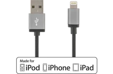 Produktbild för Deltaco USB - Lightningkabel - 1m - Tygklädd - Space Grey