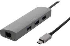 Produktbild för Deltaco USB-C Hub och Nätverksadapter - 3st USB - 1st LAN