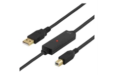 Produktbild för Deltaco Aktiv USB 2.0 kabel Typ A hane - Typ B hane - 10m - Svart