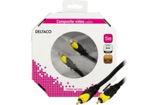 Produktbild för Deltaco Kompositvideokabel - 1xRCA ha - ha - Guldpläterad - 5m - Pris så långt lagret räcker!