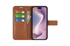 Produktbild för iPhone 16 Plus Plånboksfodral - Ljusbrun