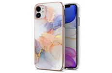 Produktbild för Taltech IPhone 11 case in marble - Blue / Orange
