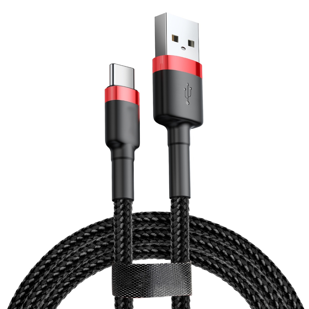 Produktbild för Baseus USB-A till USB-C - 2A - 2m - Röd / Svart