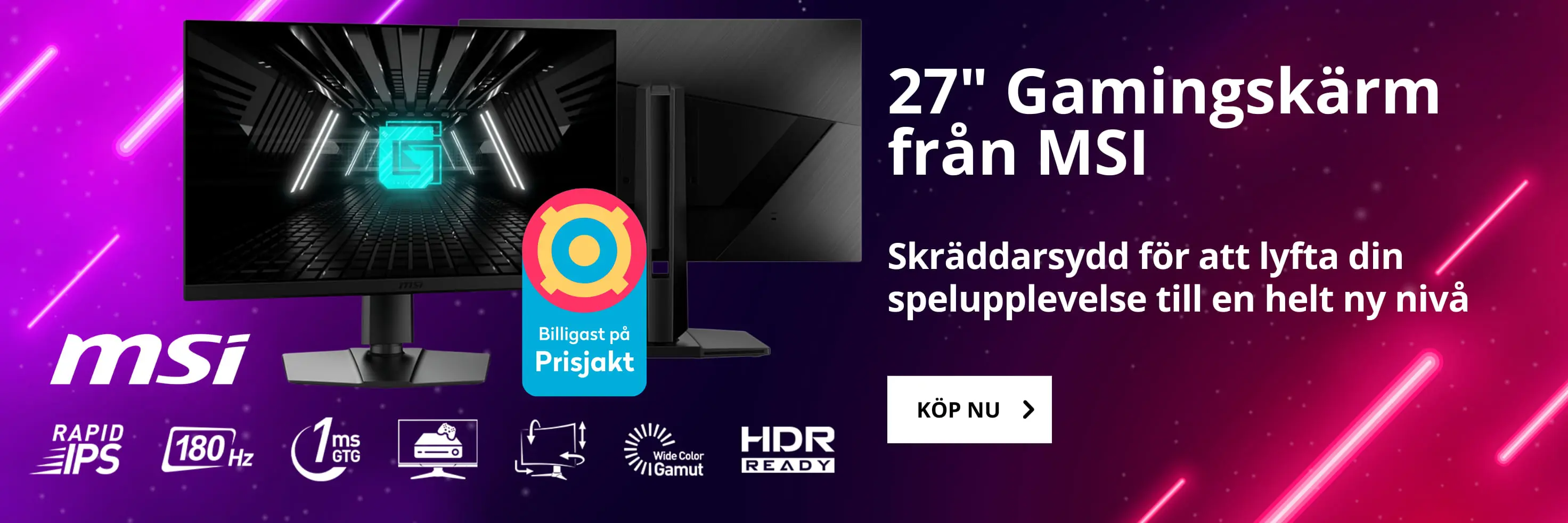 MSI Gamingskärm G272QPF E2 - 27" - 2560x1440 - 180Hz - IPS