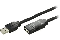 Produktbild för Deltaco förlängningskabel med nätadapter, aktiv, USB 2.0, 30m, svart