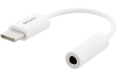Produktbild för Deltaco USB-C till 3,5mm adapter - Stereo - Passiv - 9cm - Vit