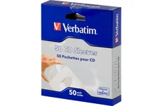 Produktbild för Verbatim Pappersficka för CD/DVD-skivor - Vit/transparent - 50-pack