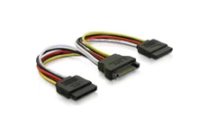 Produktbild för Deltaco Y-strömadapter för 15-pin SATA-ström  för 2 hårddiskar - 10 cm
