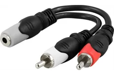 Produktbild för Deltaco Multimedia-adapter 3,5mm ho till 2xRCA ha, 10cm