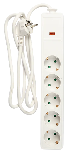 Produktbild för Nordic Quality Grendosa med överspänningsskydd - 5 uttag - 1,5m - Vit