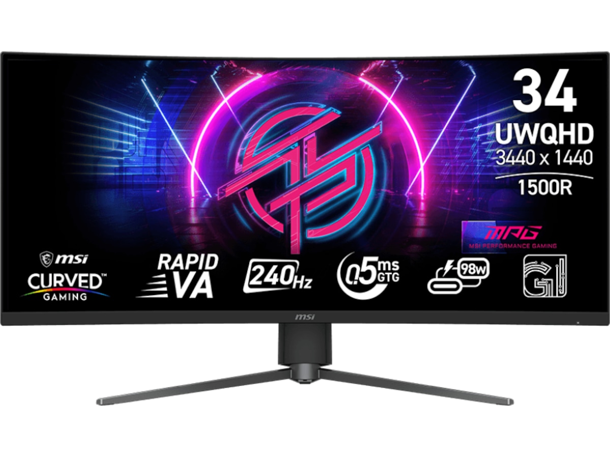 Produktbild för MSI 34" Curved Gamingskärm - 3440x1440 - VA - 240hz - 1ms