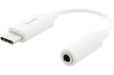 Produktbild för Deltaco USB-C till 3,5 mm adapter - Stereo - Aktiv - 11cm - Vit