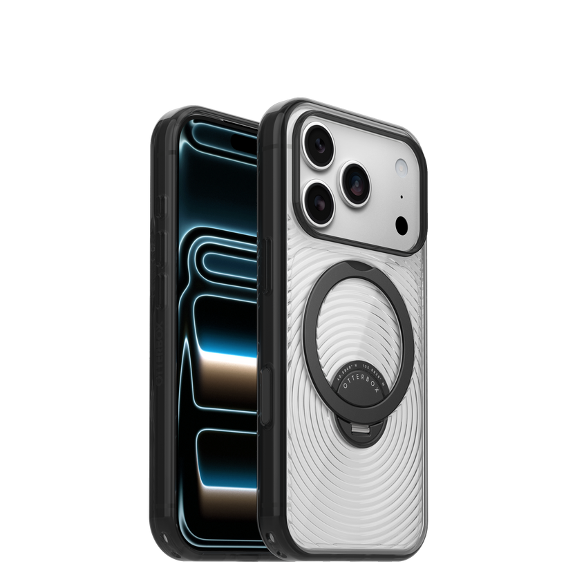 Produktbild för OtterBox iPhone 18 Pro - Symmetry Stand MagSafe Camera Control - Transparant/Svart