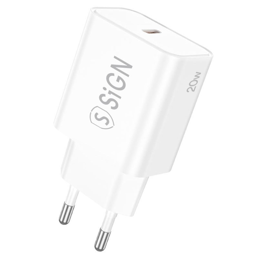 Produktbild för SiGN Wall Charger USB-C PD - 20W - Vit