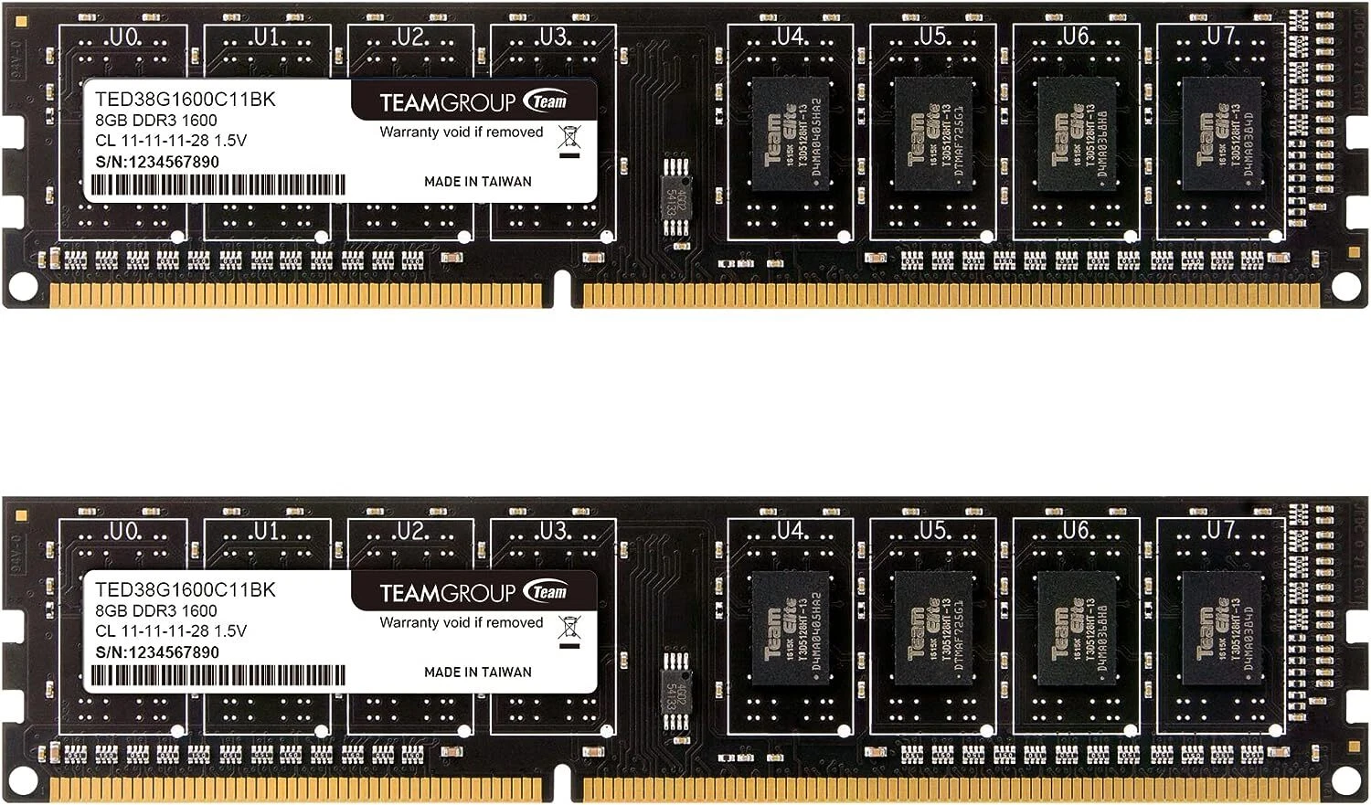Produktbild för Team Group 16GB (2x8GB) - DDR3 - 1600Mhz - Renoverat