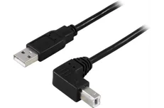 Produktbild för Deltaco USB 2.0 kabel Typ A hane - Typ B hane - 1m - Vinklad - Svart