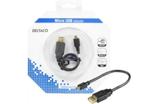 Produktbild för Deltaco USB-adapter Typ A ho - Typ Micro-B ha, 0,2m, OTG, svart