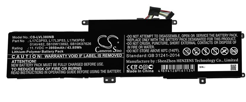 Produktbild för Kompatibelt Batteri för Lenovo 45Wh Li-ion 11.1V 3950mAh