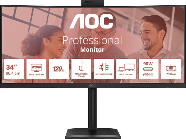 Produktbild för Aoc 34" - 3440x1440 - VA - Curved - 4ms - 120Hz