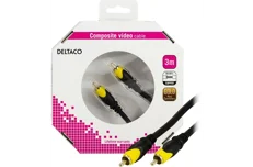Produktbild för Deltaco Kompositvideokabel - RCA ha - ha - Guldpläterad - 3m - Svart
