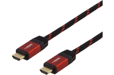 Produktbild för Deltaco HDMI - HDMI kabel - 4K - 60Hz - 2m - Svart/Röd