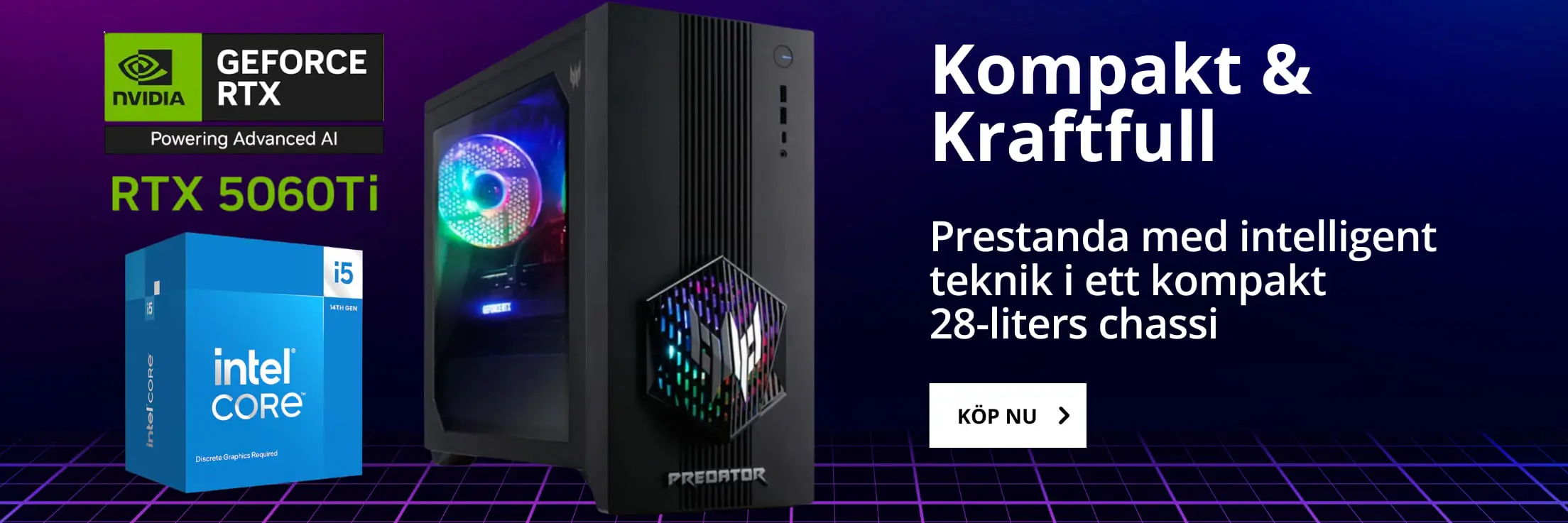 Acer Predator Orion 3000 665 - RTX 5060 Ti - Core i5-14400F - 32 GB RAM - 1 TB SSD - Win 11 Home