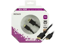 Produktbild för Deltaco HDMI-kabel HDMI - Mini HDMI, 4K, Ethernet, svart, 3m
