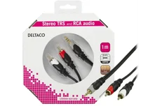 Produktbild för Deltaco Ljudkabel 3,5mm ha till 2st RCA ha - 1m - Svart