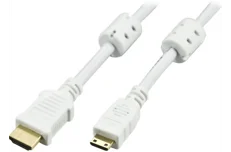Produktbild för Deltaco HDMI-kabel, v1.4+Ethernet, 19-pin ha-Mini ha, 1080p, vit, 5m
