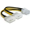 Produktbild för Deltaco Adapterkabel, 2xMolex 4-pin till 8-pin PCI-Express, 30 cm