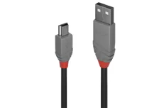 Produktbild för LINDY USB Kabel - USB-A Til Mini-B - 0.2m - Svart