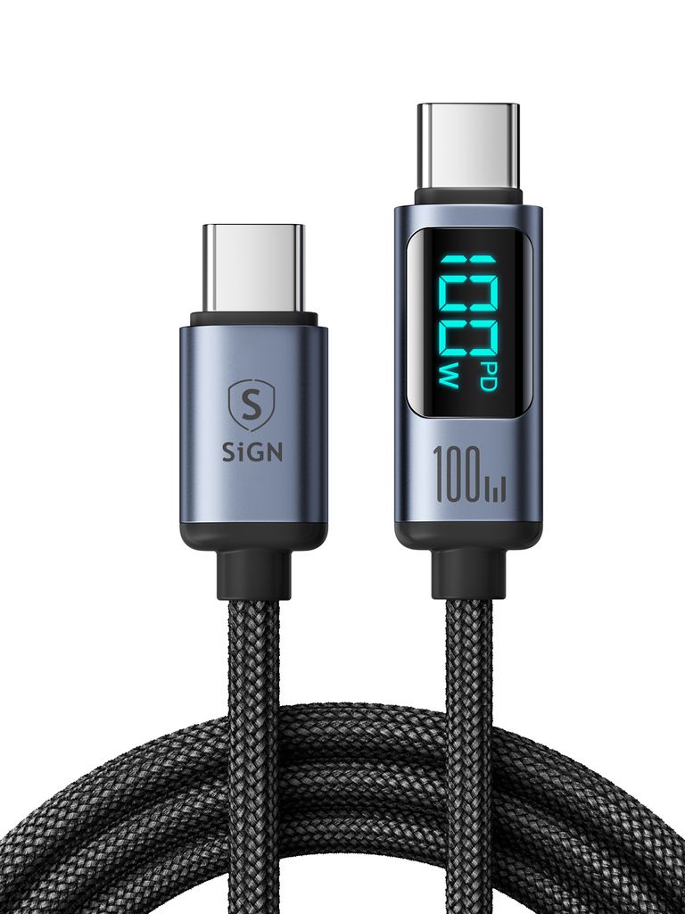 Produktbild för SiGN USB-C to USB-C Cable - 100W - Display - 2m - Black