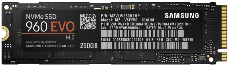 Produktbild för Samsung 960 EVO M.2 SSD - 250GB - Renoverad produkt