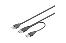 Produktbild för Deltaco USB-strömkabel, Y-kabel, 2xTyp A hane till 1xTyp A hona, 0,3 m