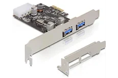 Produktbild för DeLock PCIe x1 kort, USB 3.0, 2xTyp A portar(2 ext), molex-ström