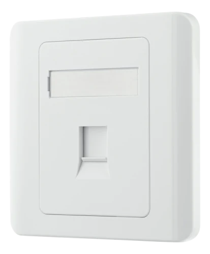 Produktbild för Deltaco Infällt vägguttag för Keystone - 1 port - Dammlucka - Vit