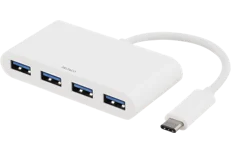 Produktbild för Deltaco 4-Portars USB 3.1 Typ C-hubb - Vit