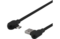 Produktbild för Deltaco Vinklad USB-A till vinklad USB Micro-B - 1m - 3A - USB 2.0 - Svart