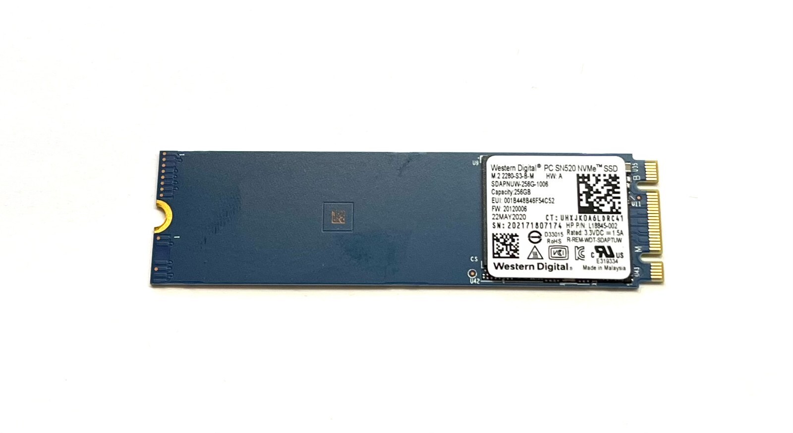 Produktbild för Western Digital SN520 SSD - 256GB - M.2 NVMe - PCI Express 3.0 - Renoverad produkt