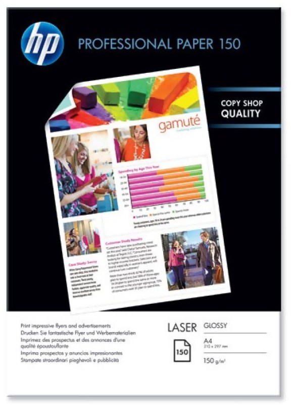 Produktbild för HP Laser fotopapper - Glossy - A4 - 150 gram - 150 ark