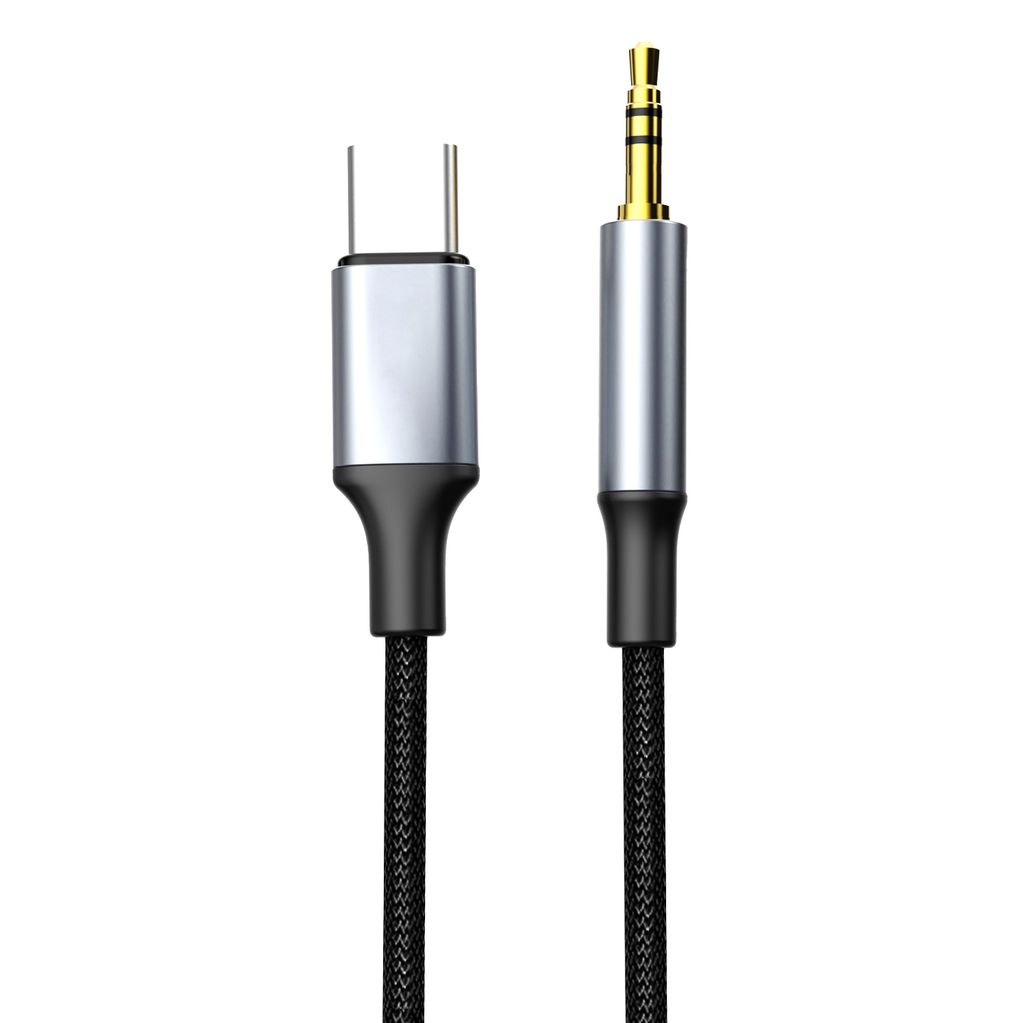 Produktbild för NEXTBATT USB-C till 3.5mm AUX adapter - 1m - Svart/Grå