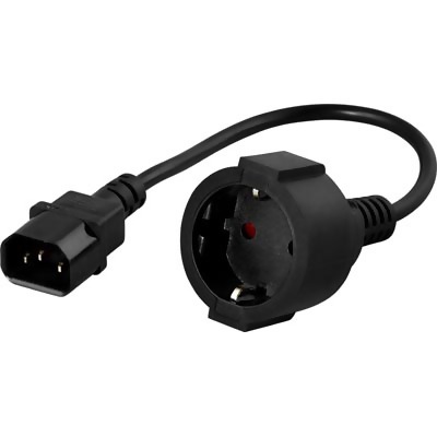 Produktbild för Deltaco Jordad kabel för anslutning av enhet till nätdel/kabel - 1m - Svart