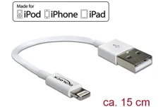 Produktbild för DeLock USB - Lightning kabel - MFi - 15cm - Vit