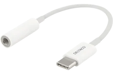 Produktbild för Deltaco USB-C till 4-pin 3,5 mm - 10 cm - Vit