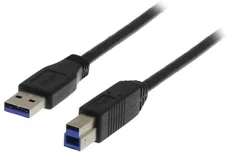 Produktbild för Deltaco USB 3.0 kabel, Typ A ha - Typ B ha - 2m - Svart
